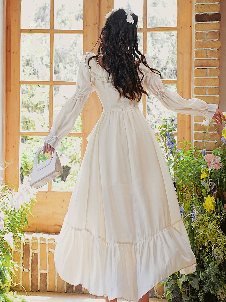 Elegant Palace Style Embroidered Irregular Hem Long Dress for Women - Image 4