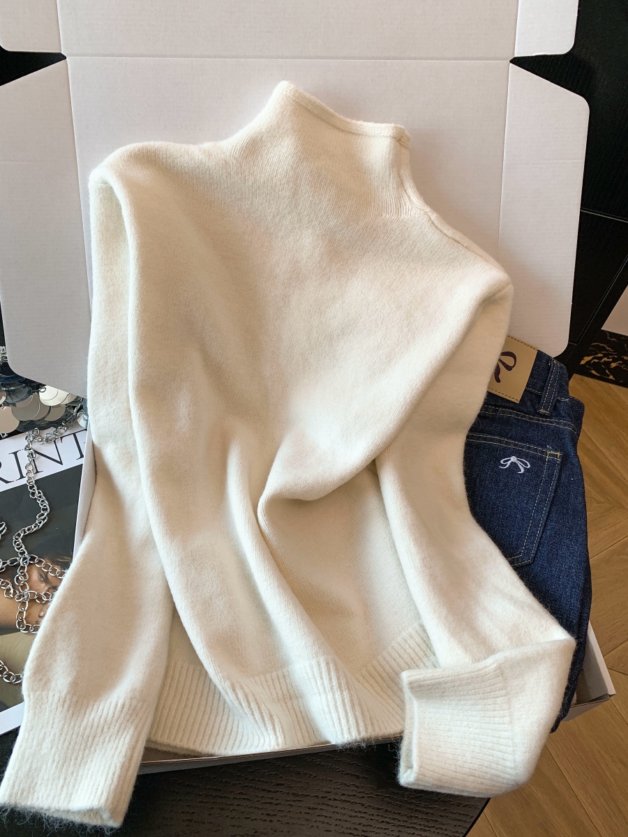 French Lazy Style Small Stand Collar Knit Cardigan Women Fall Winter Thick Loose Soft Sweater Single Breasted Coat Top - Image 4