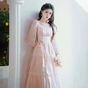 French Style Pearl Gloss Chiffon Slimming Dress