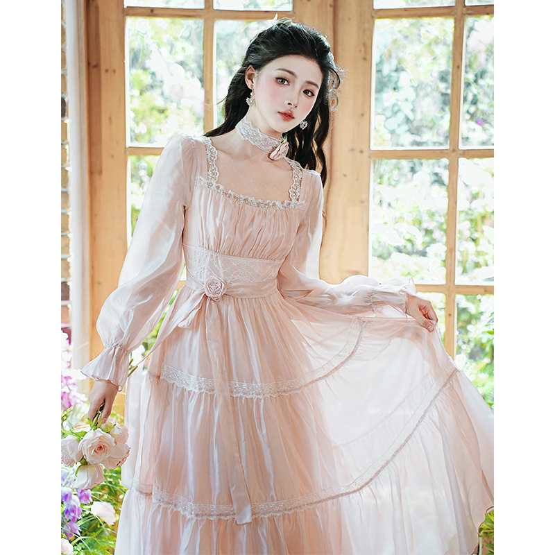 French Style Pearl Gloss Chiffon Slimming Dress - Image 2