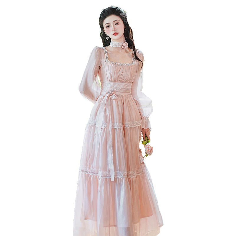 French Style Pearl Gloss Chiffon Slimming Dress - Image 5