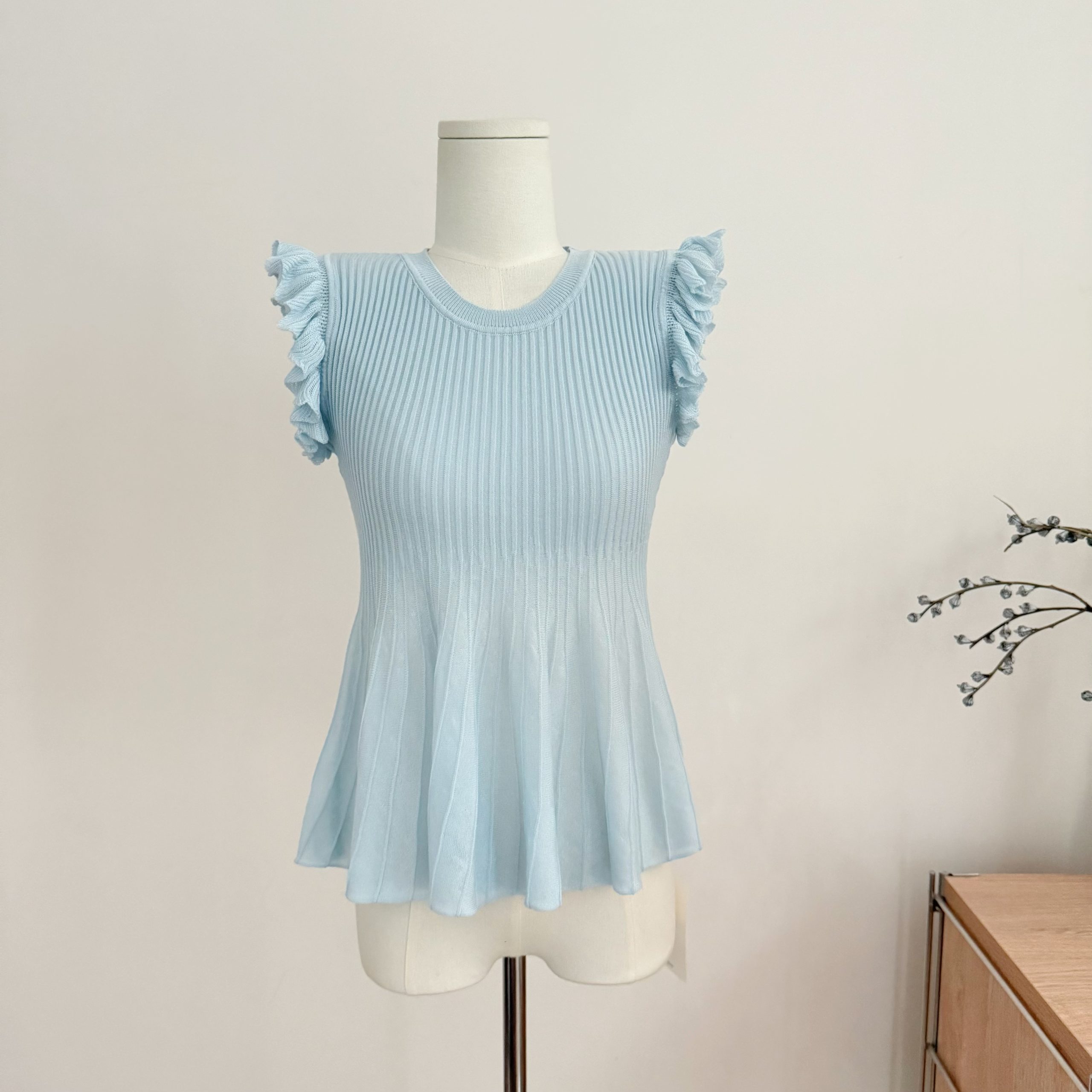 JMSHOP Showa Doll Style Ruffled Lyocell Tencel Knit Sleeveless Top - Image 4