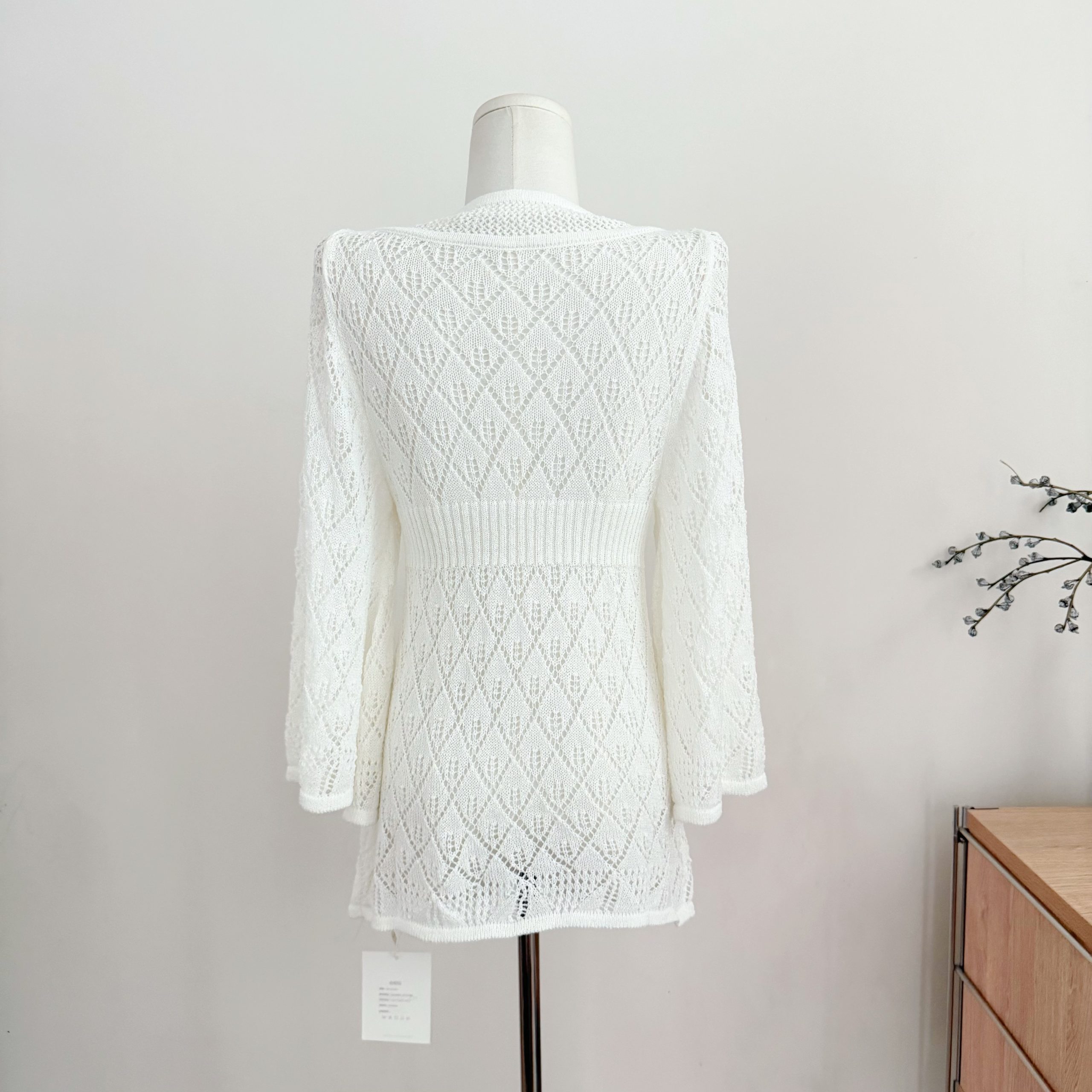 Summer Bohemian Hollow Crochet Sun Protection Top Women Mid Length V Neck Flared Sleeve Knit Sweater - Image 2