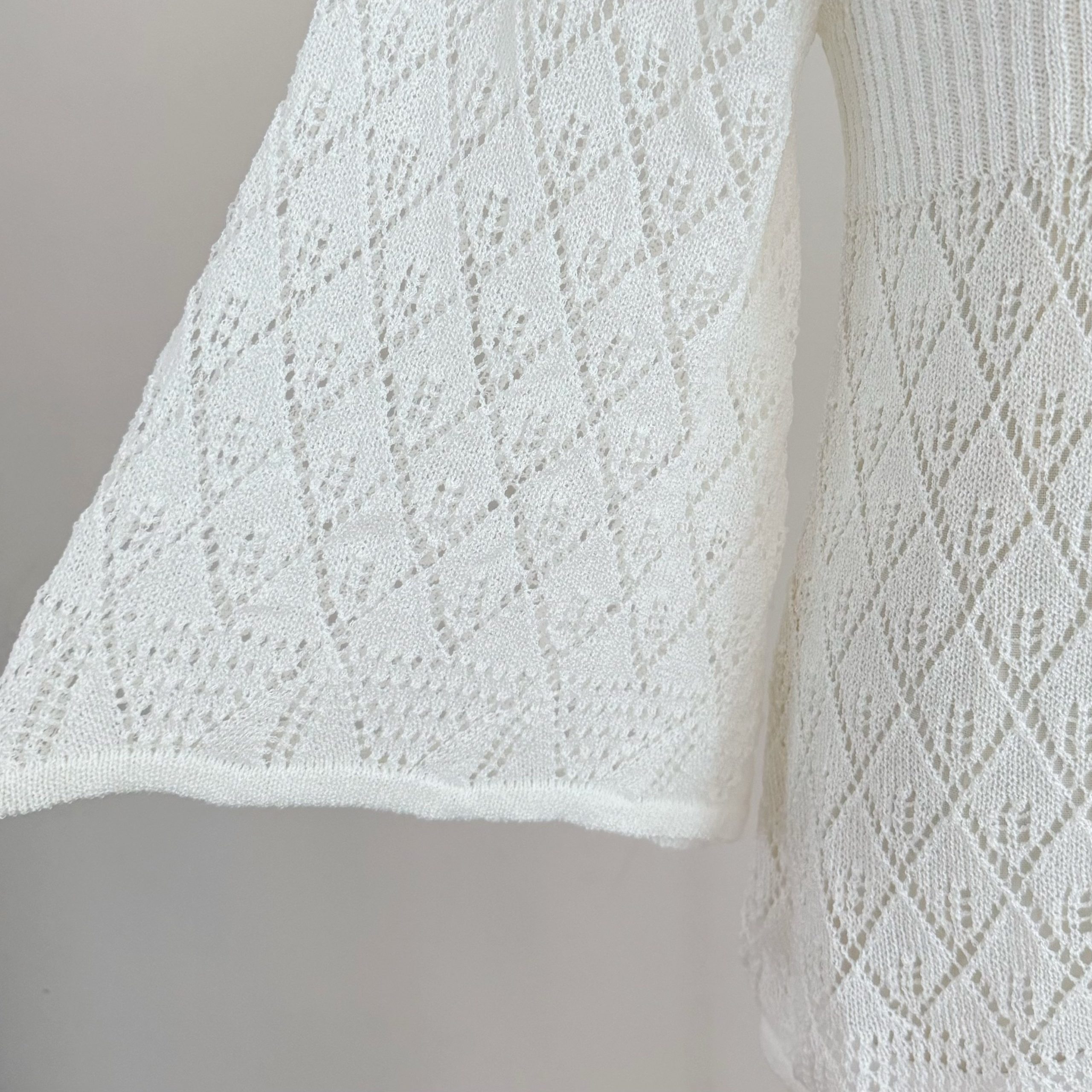 Summer Bohemian Hollow Crochet Sun Protection Top Women Mid Length V Neck Flared Sleeve Knit Sweater - Image 4