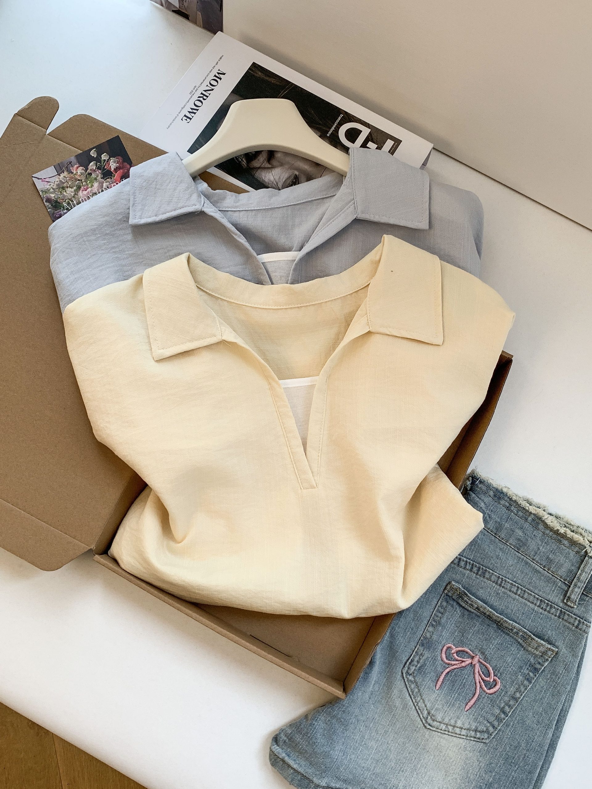 Women's Summer Loose Sleeveless Polo Shirt with Tie Detail - Image 3